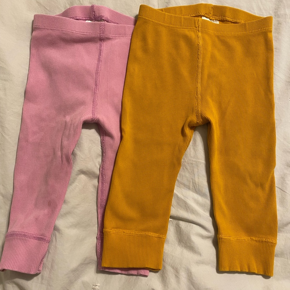 Hanna Andersson Ribbed Leggings Set - Pink and Mustard